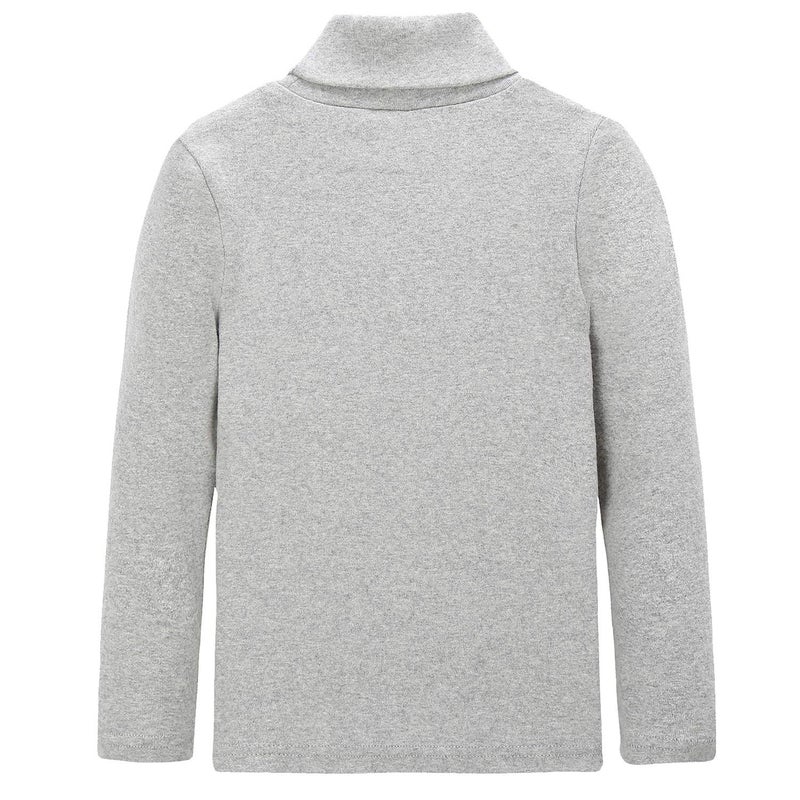 CUNYI Boys Girls Turtleneck Long Sleeve Soft Cotton T-Shirts Solid Color Warm Tops, SA12578, Light Grey, 160 - Image 2